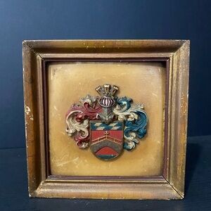 19th-Century Hand-Painted City Of Fürstenfeldbruck Cast Wax Plaque, 5.75x5.75